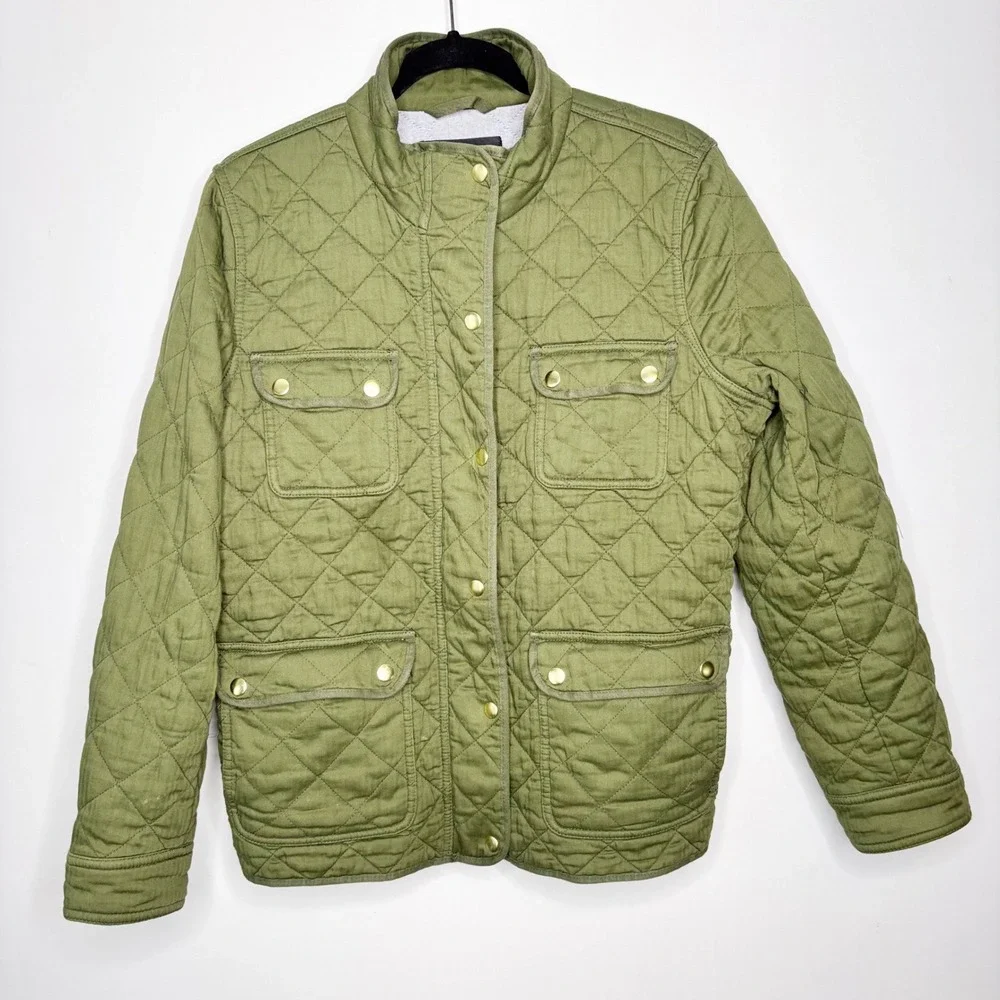 J. Crew Quilted Utility Jacket in Olive Green